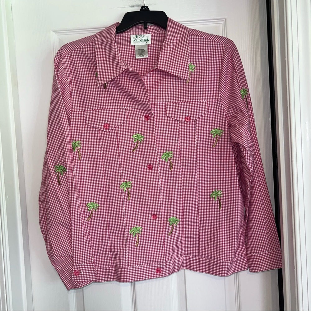 Quacker Factory Plus Palm Tree Button Front Jacke… - image 1